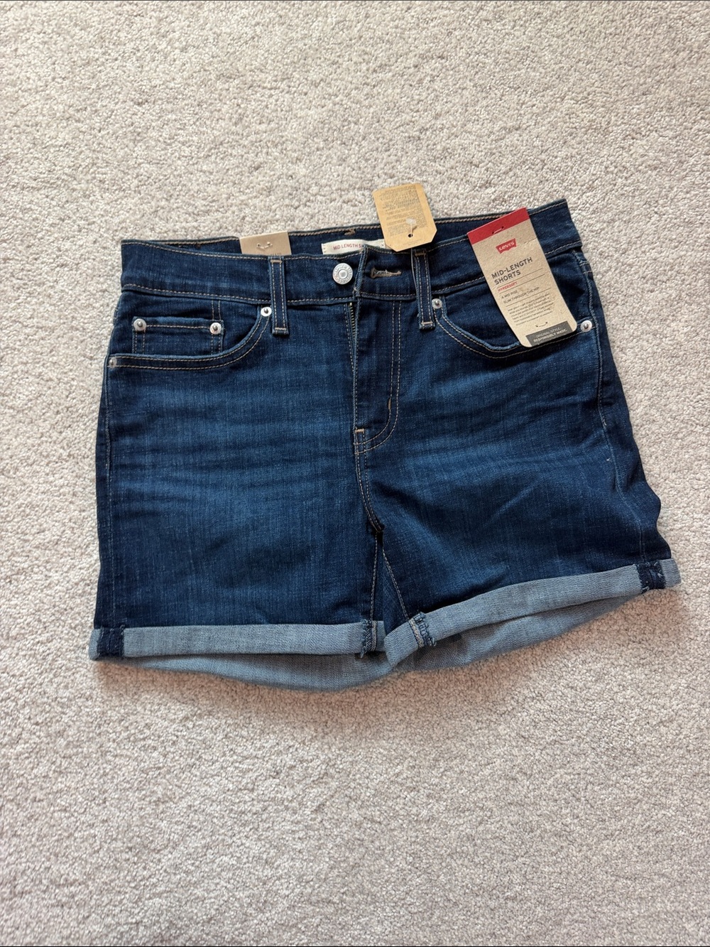 Levi's Women's Dark Blue Denim Roll-Cuff Shorts